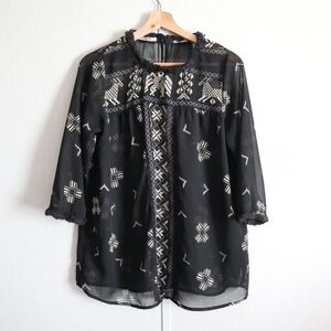 MAISON Scotch by Scotch & Soda Mademoiselle Sheer Aztec Boho blouse